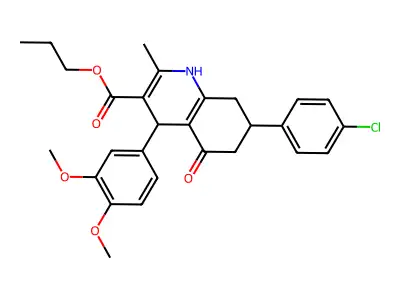 propyl 7-(4-chlorophenyl)-4-(3,4-dimethoxyphenyl)-2-methyl-5-oxo-1,4,5,6,7,8-hexahydroquinoline-3-carboxylate structure