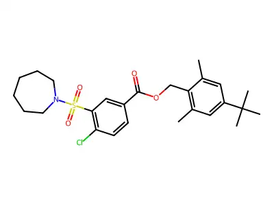 (2,6-dimethyl-4-tert-butyl-phenyl)methyl 3-(azepan-1-ylsulfonyl)-4-chloro-benzoate structure