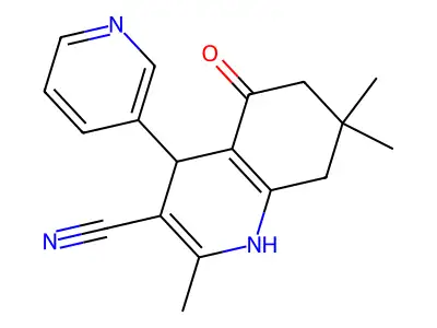 2,7,7-trimethyl-5-oxo-4-(pyridin-3-yl)-1,4,5,6,7,8-hexahydroquinoline-3-carbonitrile structure
