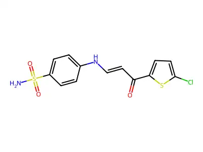 4-[[(E)-3-(5-chlorothiophen-2-yl)-3-oxoprop-1-enyl]amino]benzenesulfonamide structure
