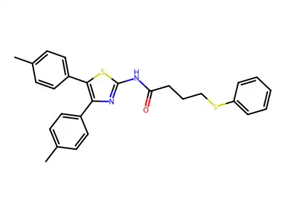 N-[4,5-bis(4-methylphenyl)-1,3-thiazol-2-yl]-4-phenylsulfanyl-butanamide structure