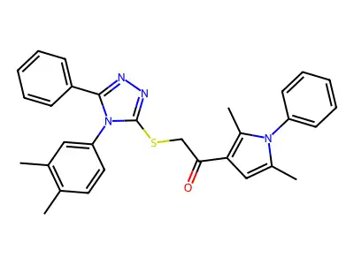 2-[[4-(3,4-dimethylphenyl)-5-phenyl-1,2,4-triazol-3-yl]sulfanyl]-1-(2,5-dimethyl-1-phenylpyrrol-3-yl)ethanone structure