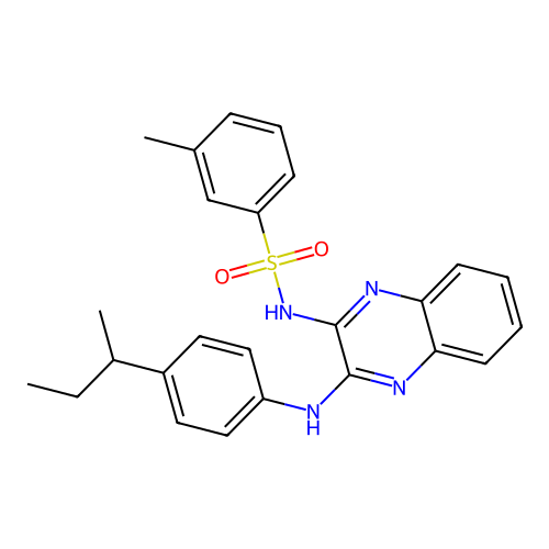 N-(3-{[4-(butan-2-yl)phenyl]amino}quinoxalin-2-yl)-3-methylbenzenesulfonamide structure