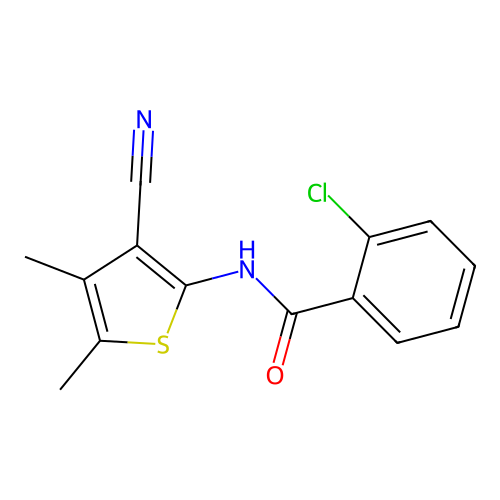 2-chloro-N-(3-cyano-4,5-dimethylthiophen-2-yl)benzamide structure