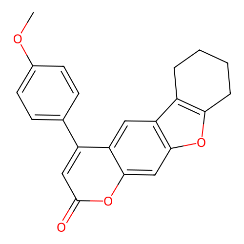 4-(4-methoxyphenyl)-6,7,8,9-tetrahydro-2H-[1]benzofuro[3,2-g]chromen-2-one structure