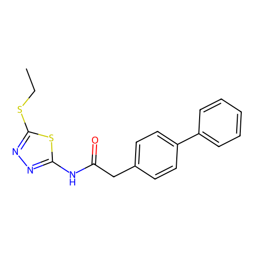 N-(5-ethylsulfanyl-1,3,4-thiadiazol-2-yl)-2-(4-phenylphenyl)acetamide structure