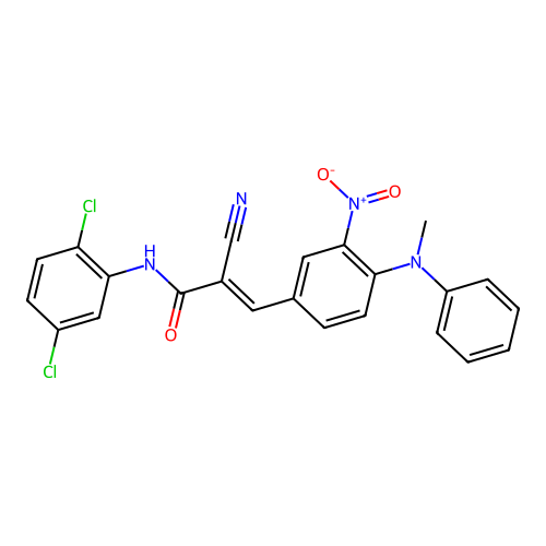 (E)-2-cyano-N-(2,5-dichlorophenyl)-3-[4-(N-methylanilino)-3-nitrophenyl]prop-2-enamide structure