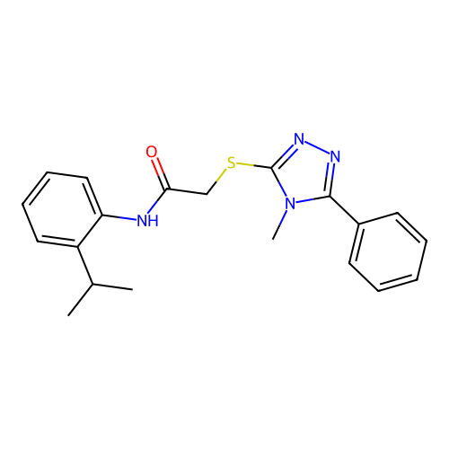 2-[(4-methyl-5-phenyl-4H-1,2,4-triazol-3-yl)sulfanyl]-N-[2-(propan-2-yl)phenyl]acetamide structure