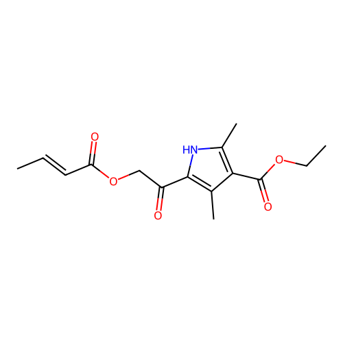 ethyl 5-(2-but-2-enoyloxyacetyl)-2,4-dimethyl-1H-pyrrole-3-carboxylate structure