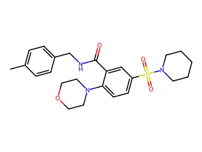 N-[(4-Methylphenyl)methyl]-2-(morpholin-4-yl)-5-(piperidine-1-sulfonyl)benzamide structure