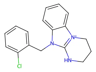 10-[(2-Chlorophenyl)methyl]-1,2,3,4-tetrahydropyrimido[1,2-a]benzimidazol-5-ium structure