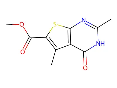 methyl 2,5-dimethyl-4-oxo-3H,4H-thieno(2,3-d)pyrimidine-6-carboxylate structure