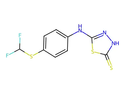 5-({4-[(Difluoromethyl)sulfanyl]phenyl}amino)-1,3,4-thiadiazole-2-thiol structure