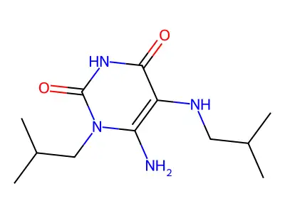 6-amino-1-(2-methylpropyl)-5-[(2-methylpropyl)amino]-1,2,3,4-tetrahydropyrimidine-2,4-dione structure