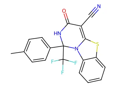 1-(4-methylphenyl)-3-oxo-1-(trifluoromethyl)-2H-pyrimido[6,1-b][1,3]benzothiazole-4-carbonitrile structure