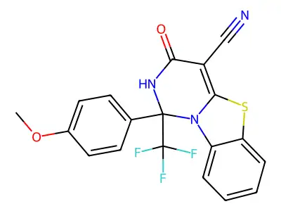 1-(4-methoxyphenyl)-3-oxo-1-(trifluoromethyl)-2H-pyrimido[6,1-b][1,3]benzothiazole-4-carbonitrile structure