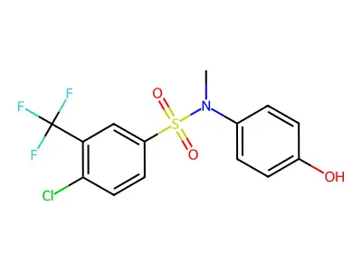 4-chloro-N-(4-hydroxyphenyl)-N-methyl-3-(trifluoromethyl)benzene-1-sulfonamide structure