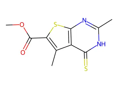 Methyl 2,5-dimethyl-4-sulfanylthieno[2,3-d]pyrimidine-6-carboxylate structure