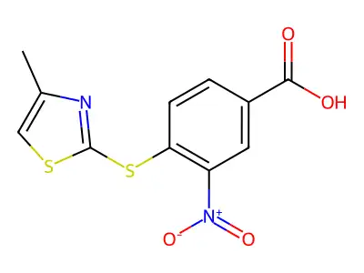 4-[(4-Methyl-1,3-thiazol-2-yl)sulfanyl]-3-nitrobenzoic acid structure