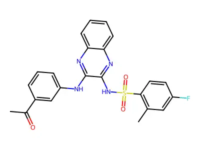 N-{3-[(3-acetylphenyl)amino]quinoxalin-2-yl}-4-fluoro-2-methylbenzene-1-sulfonamide structure