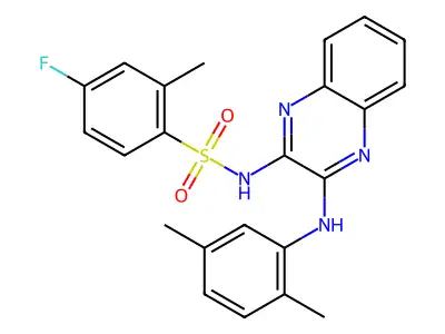 N-{3-[(2,5-dimethylphenyl)amino]quinoxalin-2-yl}-4-fluoro-2-methylbenzene-1-sulfonamide structure