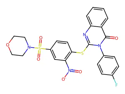 3-(4-Fluorophenyl)-2-[[4-(4-morpholinylsulfonyl)-2-nitrophenyl]thio]-4(3H)-quinazolinone structure
