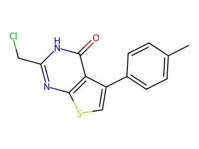 2-(chloromethyl)-5-(4-methylphenyl)-3H,4H-thieno[2,3-d]pyrimidin-4-one structure
