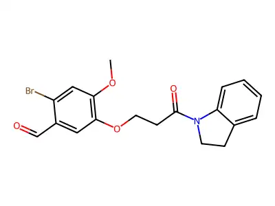 2-Bromo-5-[3-(2,3-dihydroindol-1-yl)-3-oxopropoxy]-4-methoxybenzaldehyde structure