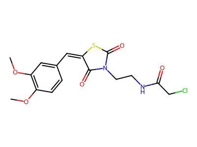 2-Chloro-N-{2-[5-(3,4-dimethoxy-benzylidene)-2,4-dioxo-thiazolidin-3-yl]-ethyl}-acetamide structure