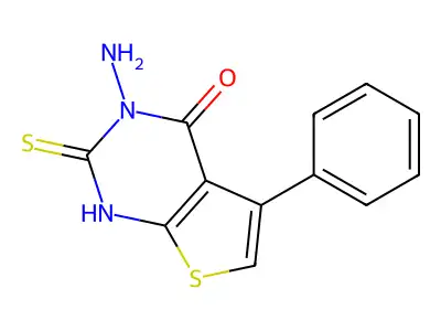 3-amino-5-phenyl-2-sulfanyl-3H,4H-thieno[2,3-d]pyrimidin-4-one structure