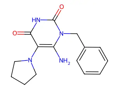6-Amino-1-benzyl-5-(pyrrolidin-1-yl)-1,2,3,4-tetrahydropyrimidine-2,4-dione structure