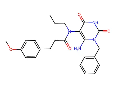 N-(6-amino-1-benzyl-2,4-dioxopyrimidin-5-yl)-3-(4-methoxyphenyl)-N-propylpropanamide structure