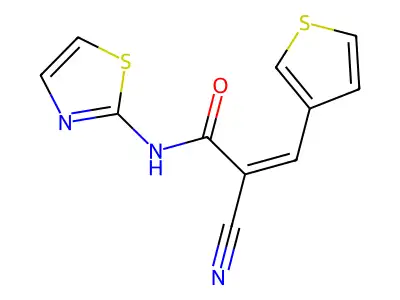 2-cyano-N-(1,3-thiazol-2-yl)-3-(thiophen-3-yl)prop-2-enamide structure
