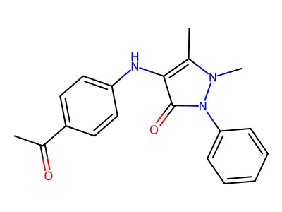 4-[(4-acetylphenyl)amino]-1,5-dimethyl-2-phenyl-2,3-dihydro-1H-pyrazol-3-one structure