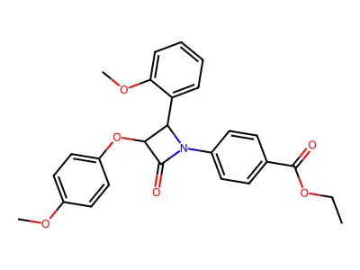 Ethyl 4-[3-(4-methoxyphenoxy)-2-(2-methoxyphenyl)-4-oxoazetidin-1-yl]benzoate structure