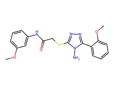 2-[4-amino-5-(2-methoxyphenyl)(1,2,4-triazol-3-ylthio)]-N-(3-methoxyphenyl)ace tamide structure