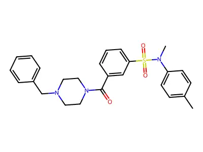 3-(4-benzylpiperazine-1-carbonyl)-N-methyl-N-(4-methylphenyl)benzenesulfonamide structure