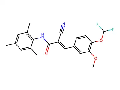 2-cyano-3-[4-(difluoromethoxy)-3-methoxyphenyl]-N-(2,4,6-trimethylphenyl)prop-2-enamide structure