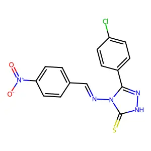 5-(4-chlorophenyl)-4-[(4-nitrobenzylidene)amino]-4H-1,2,4-triazole-3-thiol structure