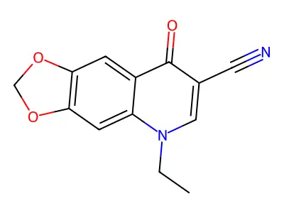 1,3-Dioxolo(4,5-g)quinoline-7-carbonitrile, 5,8-dihydro-5-ethyl-8-oxo- structure
