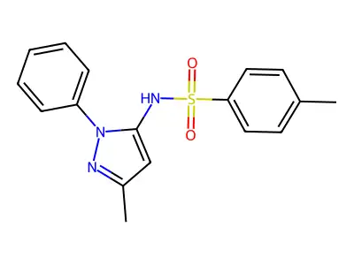 4-methyl-N-(5-methyl-2-phenylpyrazol-3-yl)benzenesulfonamide structure
