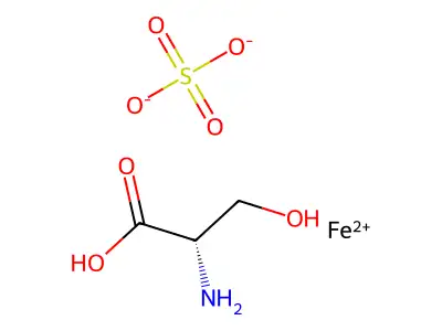 Iron(2+) hydrogen sulfate 2-amino-3-hydroxypropanoate (1/1/1) structure