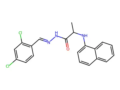 N-[(E)-(2,4-dichlorophenyl)methylideneamino]-2-(naphthalen-1-ylamino)propanamide structure