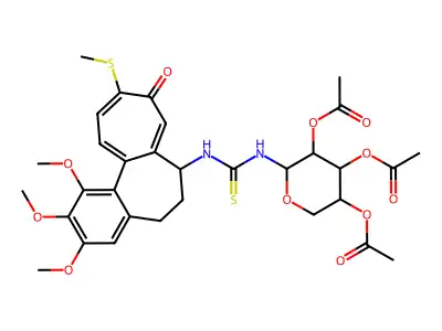 2,3,4-Tri-O-acetyl-N-(sulfanyl{[1,2,3-trimethoxy-10-(methylsulfanyl)-9-oxo-5,6,7,9-tetrahydrobenzo[a]heptalen-7-yl]imino}methyl)pentopyranosylamine structure