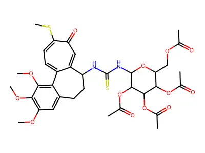 [3,4,5-triacetyloxy-6-[(1,2,3-trimethoxy-10-methylsulfanyl-9-oxo-6,7-dihydro-5H-benzo[a]heptalen-7-yl)carbamothioylamino]oxan-2-yl]methyl acetate structure