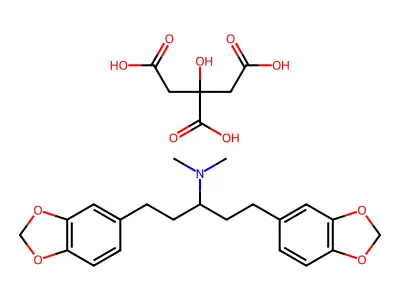 1,5-Bis(3,4-methylenedioxyphenyl)-N,N-dimethyl-3-pentylamine citrate structure