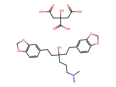 1,3-Benzodioxole-2-propanol, alpha-(2-(1,3-benzodioxol-5-yl)ethyl)-alpha-(3-(dimethylamino)propyl)-, 2-hydroxy-1,2,3-propanetricarboxylate (salt) structure