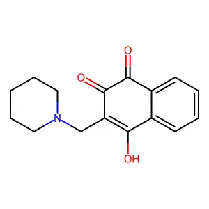 Q176 2-Hydroxy-3-(piperidinomethyl)-1,4-naphthoquinone structure