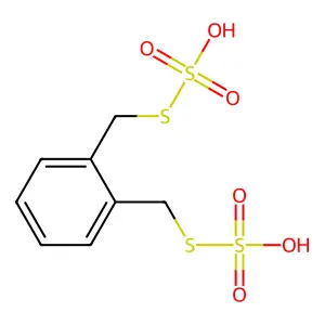 S-(2-(((Hydroxy(dioxido)sulfanyl)thio)methyl)benzyl) hydrogen thiosulfate structure