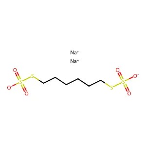 Thiosulfuric acid (H2S2O3), SS,SS'-1,6-hexanediyl ester, sodium salt (1:2) structure